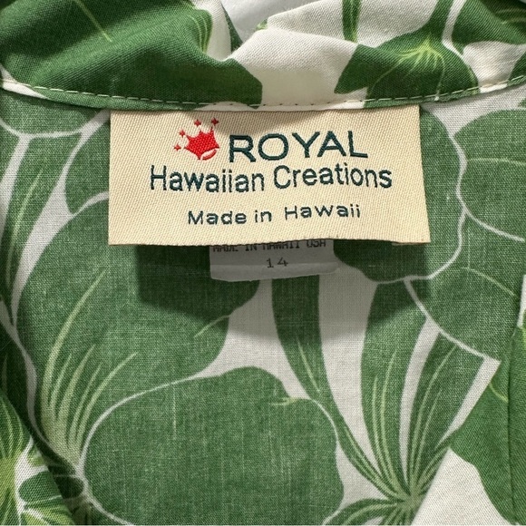 Royal Hawaiian Creations Boy’s Tropical Prints Short-Sleeve Shirt in Green - Picture 4 of 5